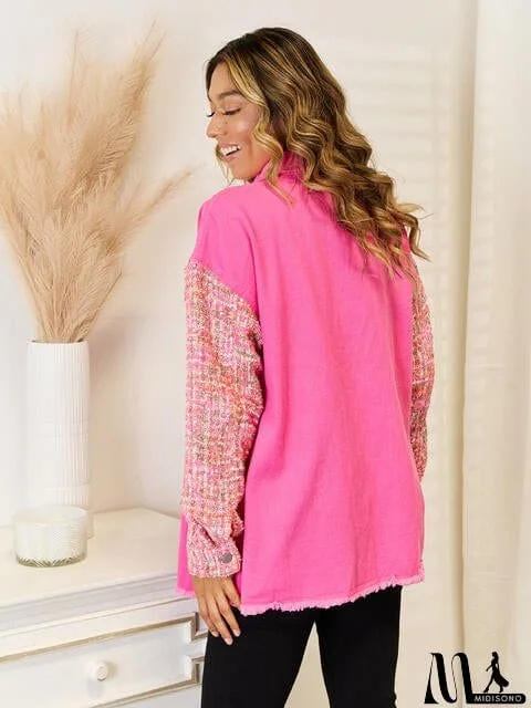 MidiSono - Raw Hem Drop Shoulder Denim Jacket