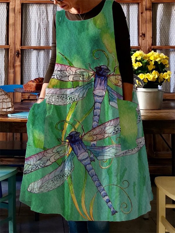 Dragonfly Art Series Printed Apron Dress
