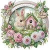 Easter Bunny DIY 2D Flat Acrylic Double Sided Diamond Painting Hanging Pendant