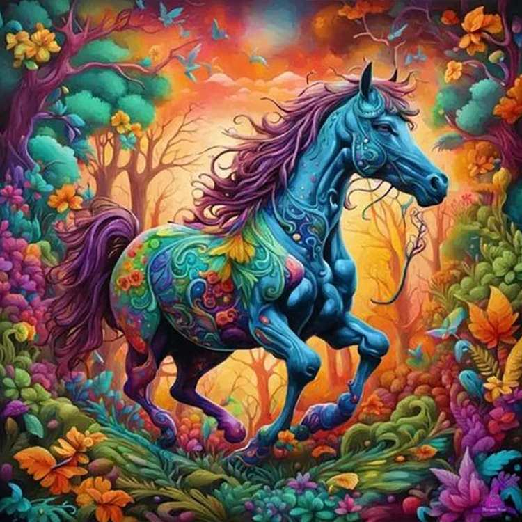 Horse 40*40CM (Canvas) Full Round Drill Diamond Painting gbfke