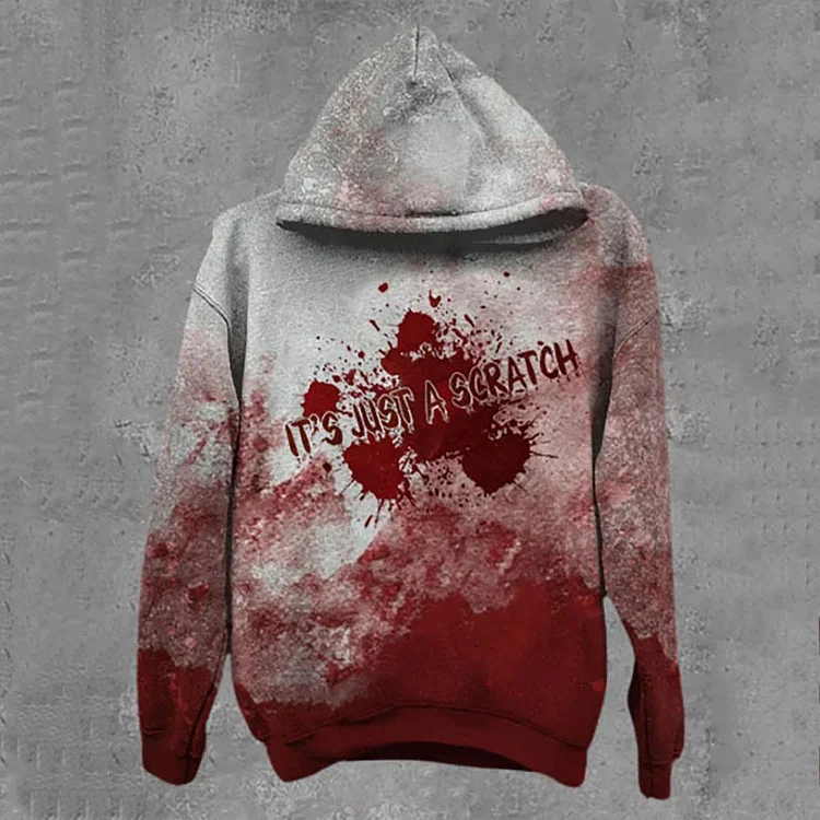 Comstylish Bloody Halloween It's Just A Scratch Print Hoodie