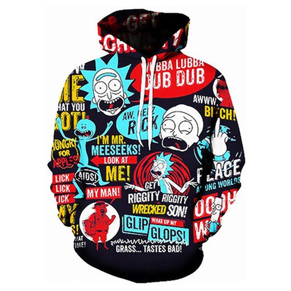 Rick and Morty Cosplay Hoodie Pullover mit Kaputze für Erwachsene