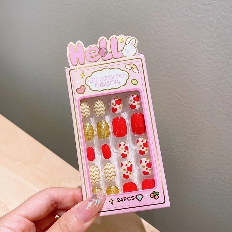 Cute Cartoon Character Stripe Plastic Nail Patches 1 Set