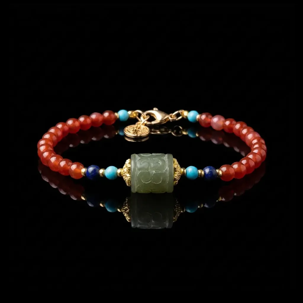 JiStones Southern Red Agate & Carved Jasper Harmony Bracelet