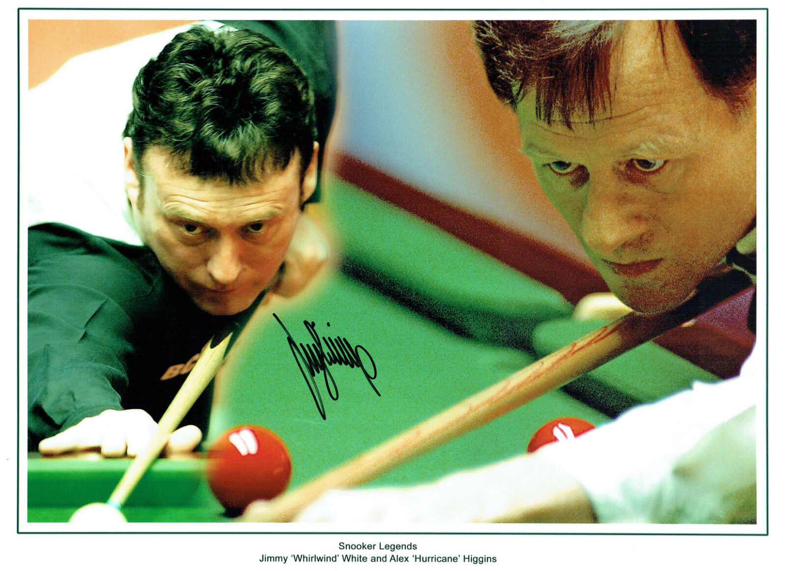 Jimmy WHITE Signed Autograph 16x12 Snooker Photo Poster painting with Alex HIGGINS AFTAL COA