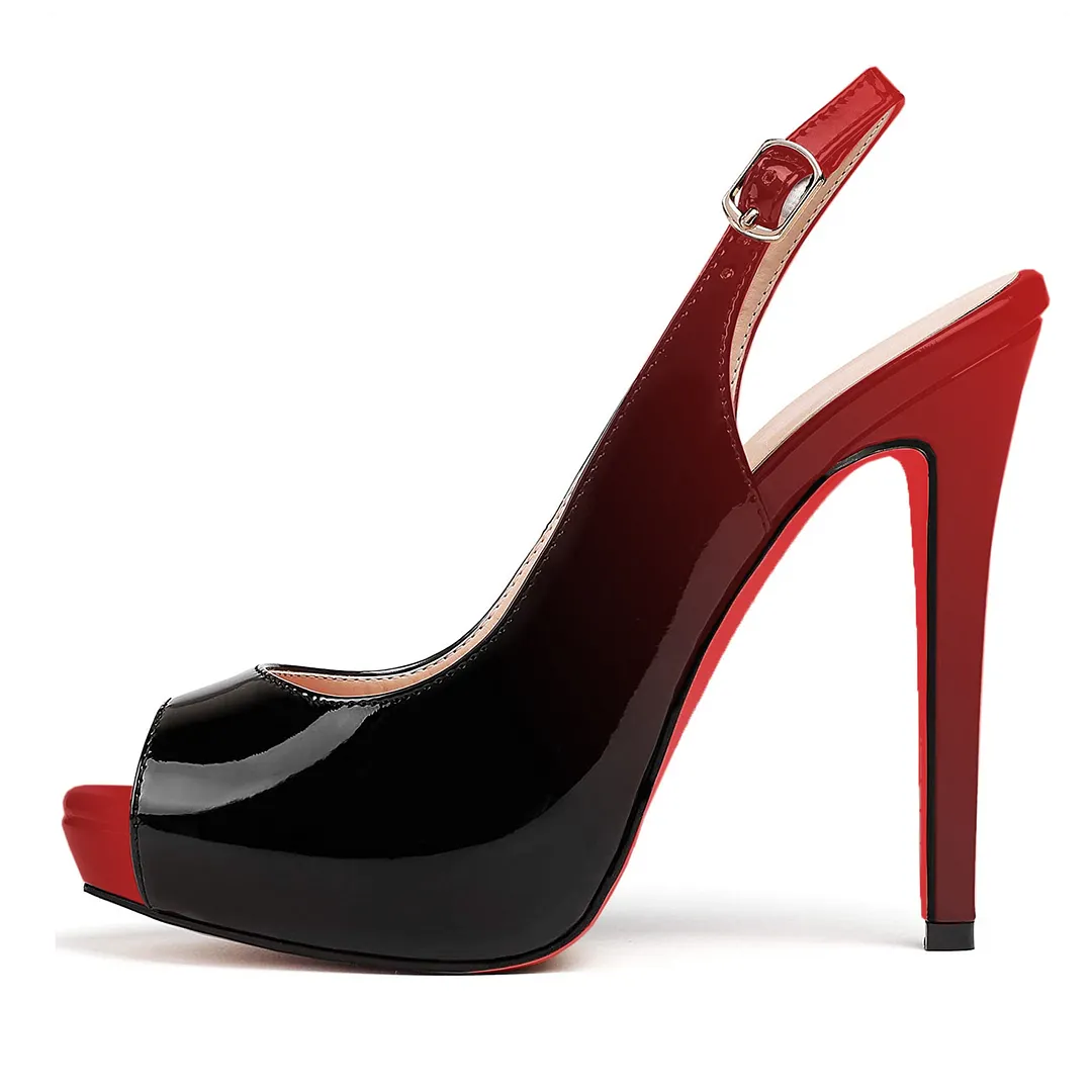 120cm/4.72inch Women's Strap Slingback Sandals Peep Toe Platform Stilettos Patent Heels