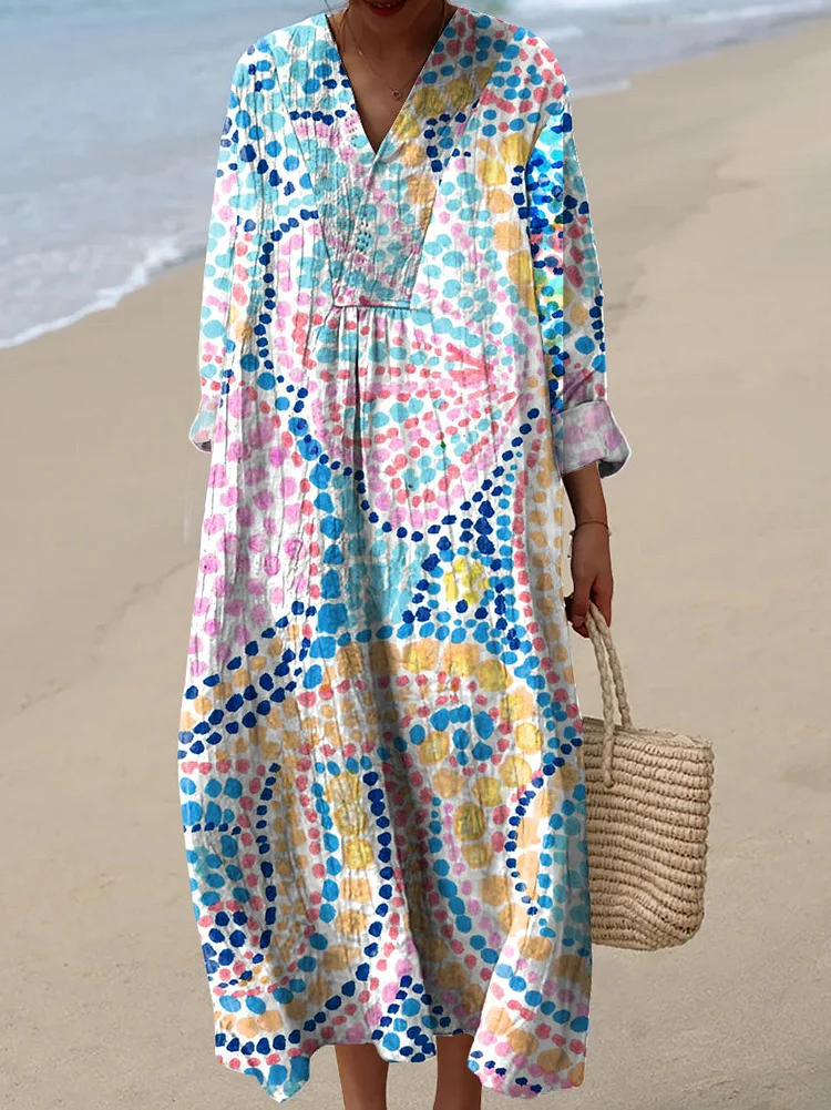 Women's Shell Polka Dots Print Dress