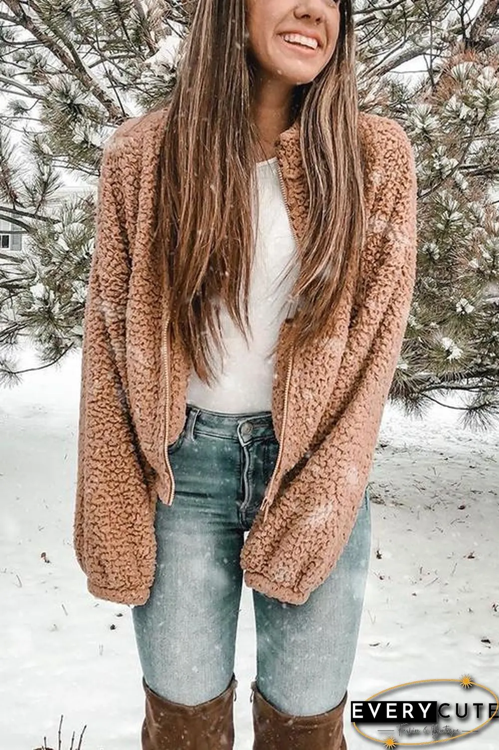 Classical Fluffy  Fleece Zipper Jackets