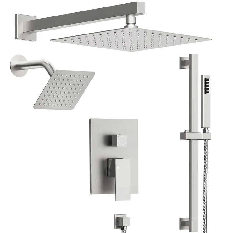EVERSTEIN 10'' Dual Shower Head Rainfall Shower System in Brushed Nickel