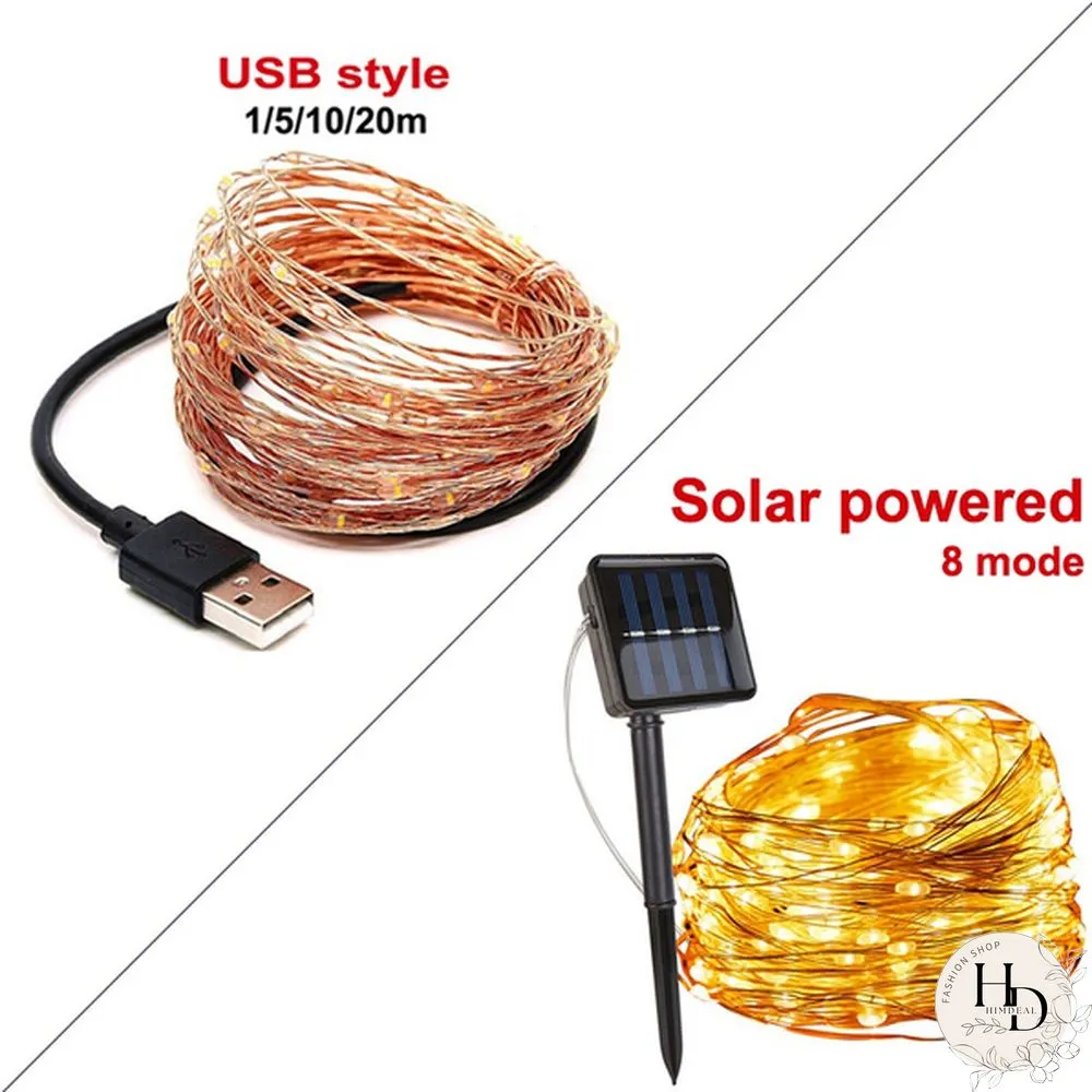 Waterproof Solar-Powered Fairy Modes Copper Wire for Christmas Patio