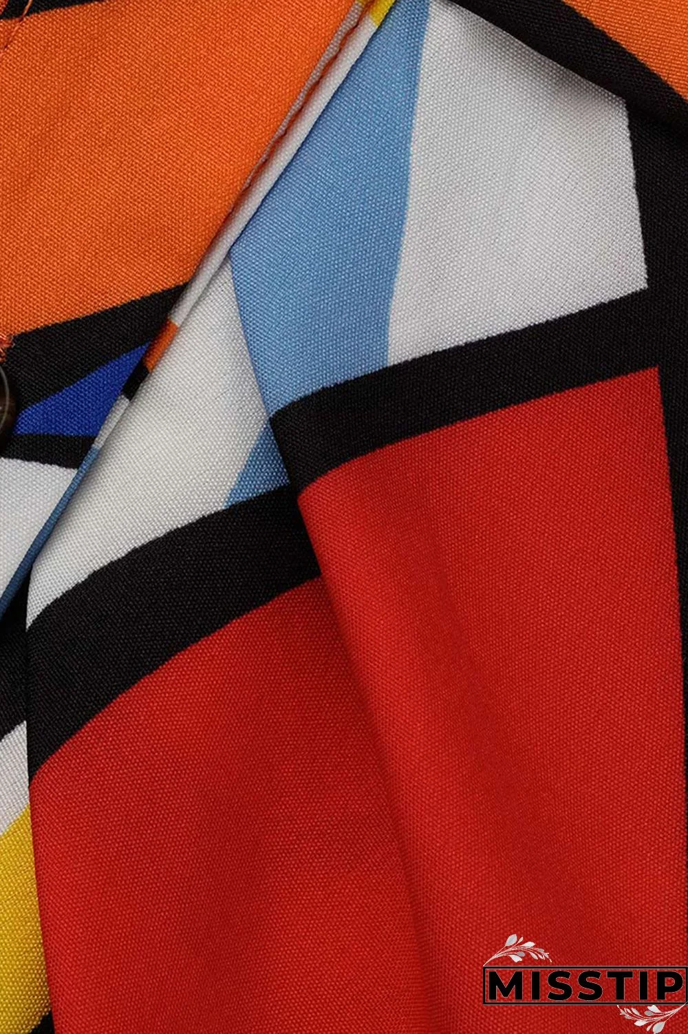 Blue Fashion Casual Print Patchwork Turndown Collar Shirt Dress