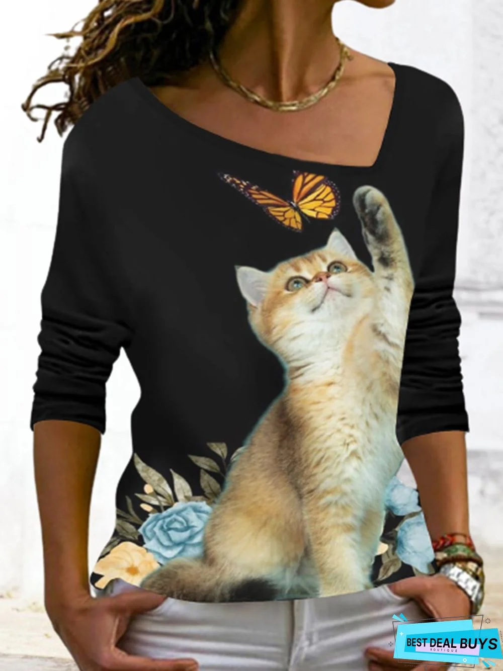 Animal Cat Casual Jersey T-Shirt