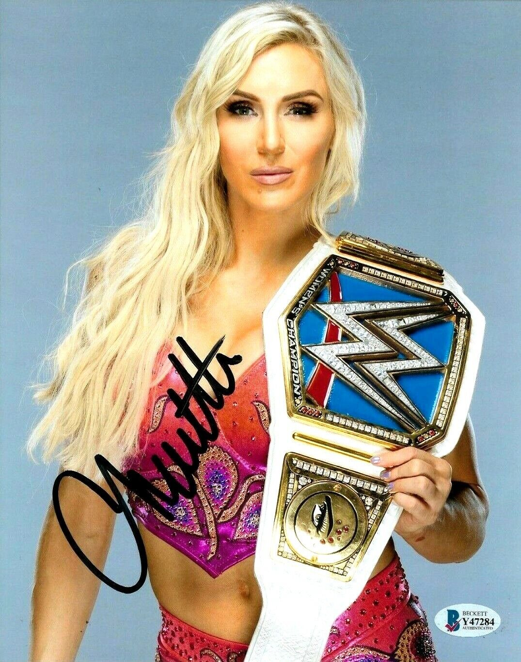 WWE CHARLOTTE FLAIR HAND SIGNED AUTOGRAPHED 8X10 Photo Poster painting WITH BECKETT COA 40