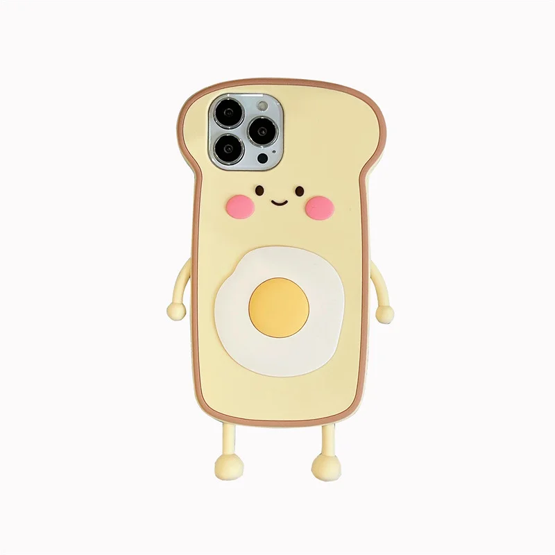 Cute cartoon egg poached on toast phone case
