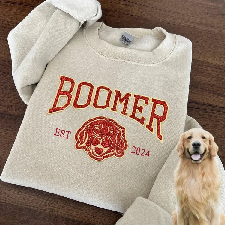 Varsity Custom Applique Glitter Embroidered Dog Sweatshirt Hoodie T-shirt
