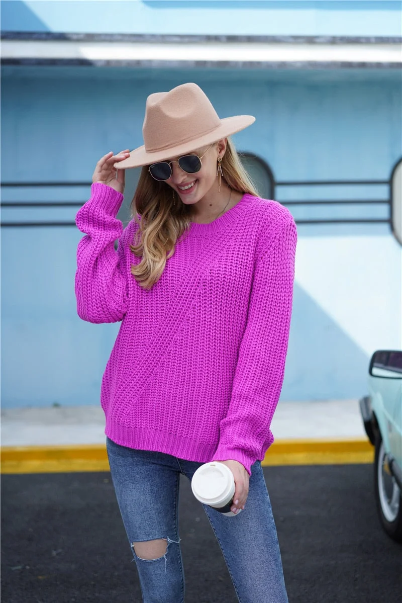 Fitshinling 2020 New Arrival Sweater Women Clothing Solid Slim Basic Jumper Knitwear Holiday Boho Autumn Winter Pullover Knitted