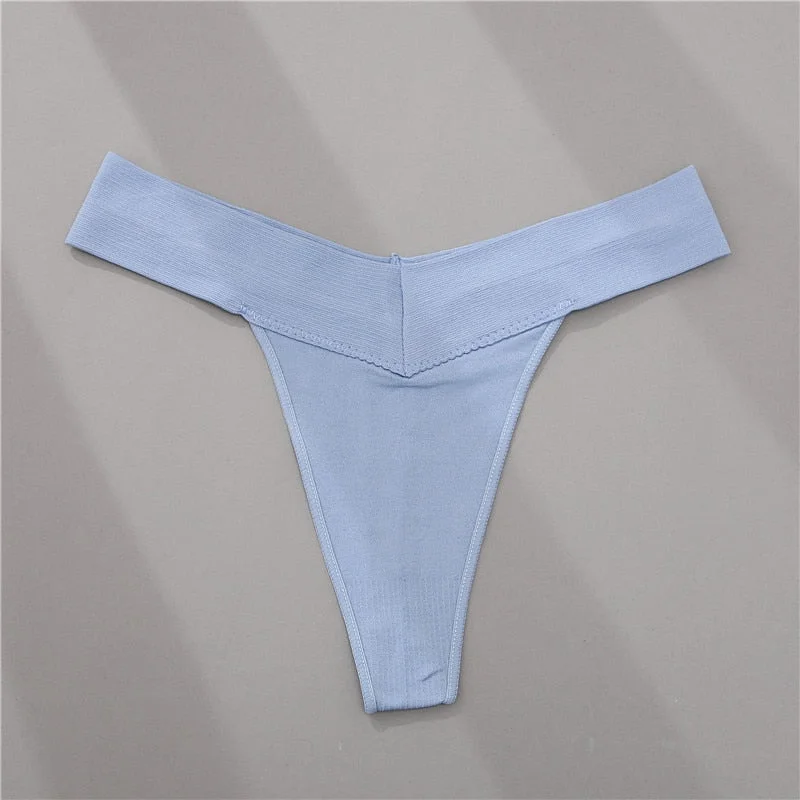 FINETOO Women Thong V Waist G-string 7 Solid Colors Seamless Femme Underwear T-Back Pantys Lingerie Sexy Panties For Girls S-2XL