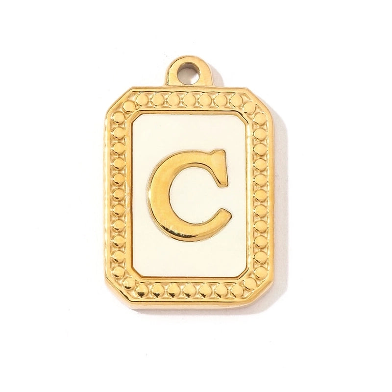 A Pack Of 3 201 Stainless Steel Shell 18K Gold Plated Letter Polished Pendant
