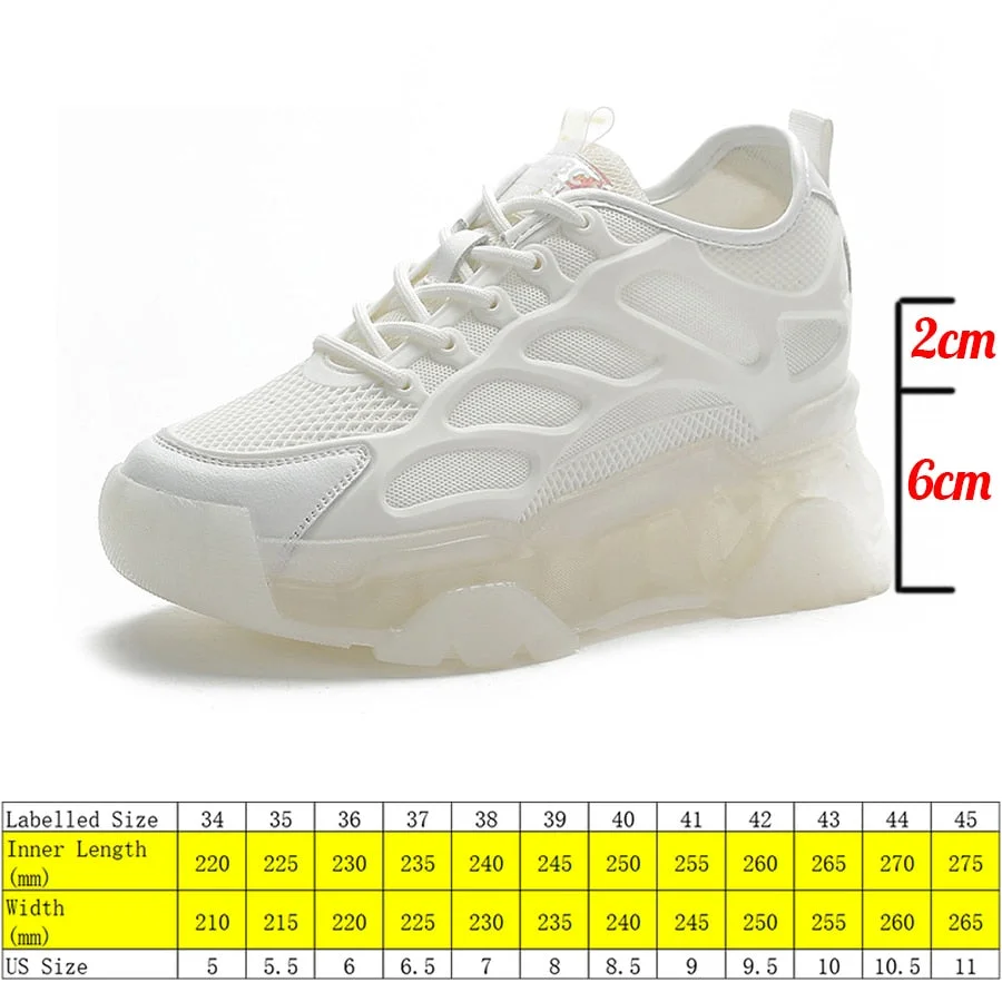 Fujin 8cm Platform Wedge Sneakers Women Shoes Genuine Leather Breathable Air Mesh Women Summer Shoes Chunky Spring Autumn 2022