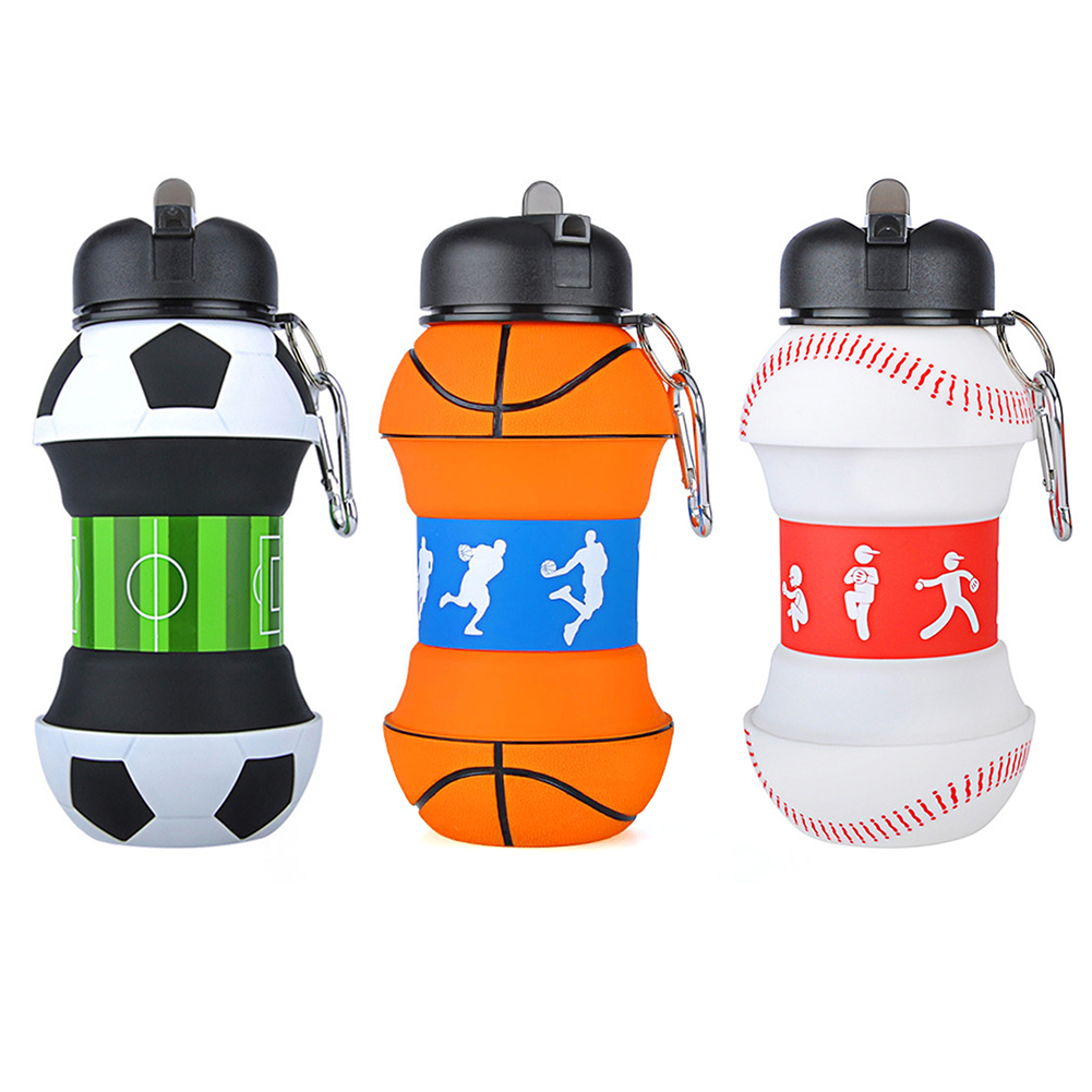 

Kids Silicone Folding Water Bottle Portable Student Leak-Proof Sports Cup, Football, 501 Original