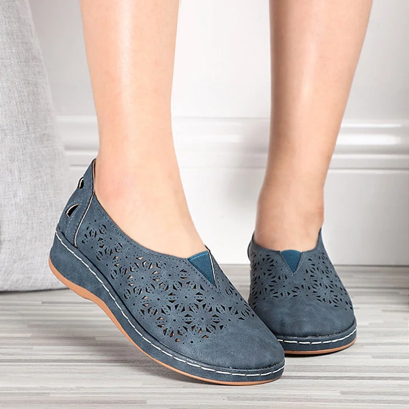 Retro Woman Sandals Slip On Wedges Women Shoes 2021 Summer Moccasins Female Hollow Out Ladies Soft Platform Shoes Plus Size