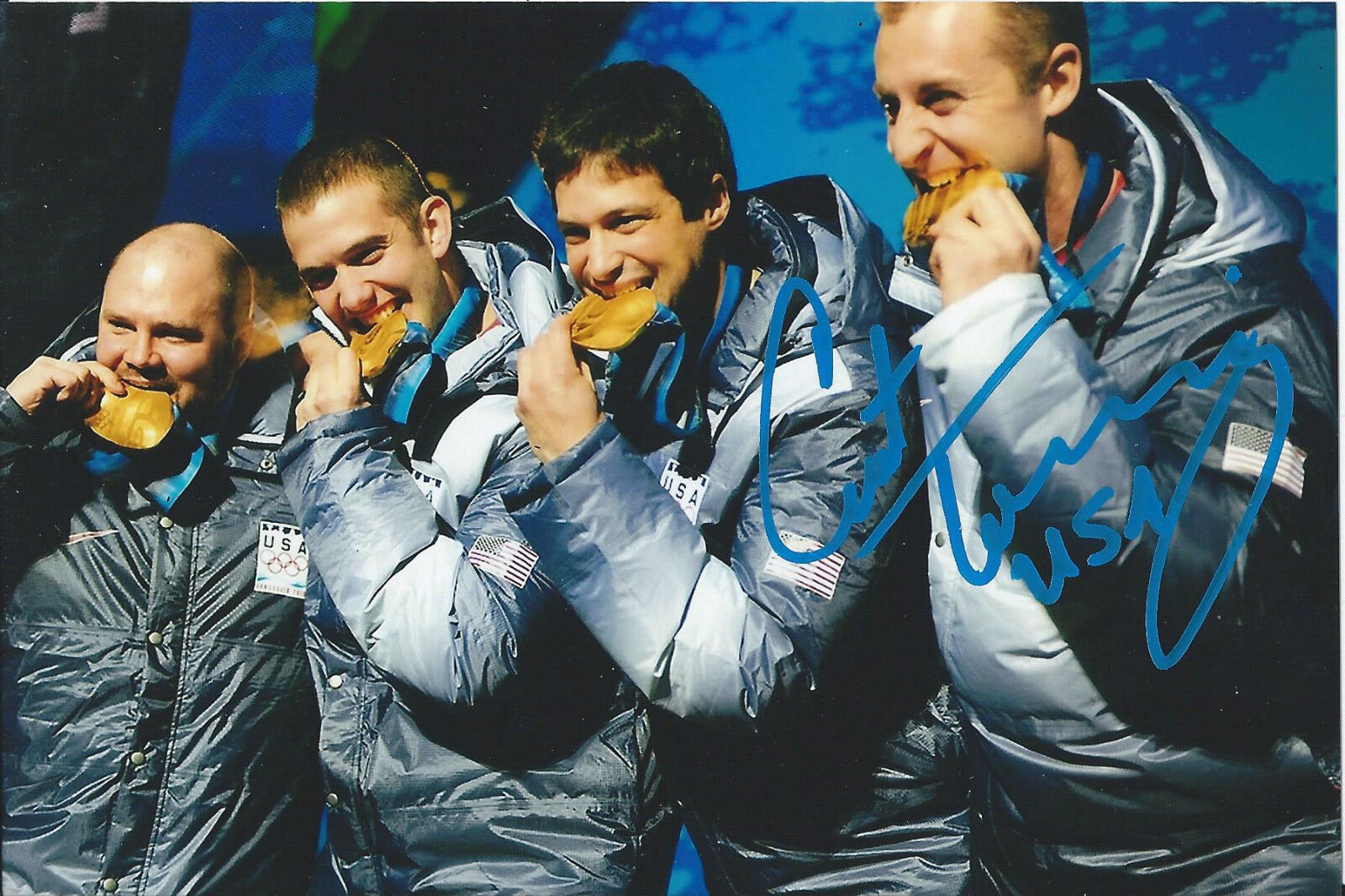 Curtis Tomasevicz Signed 4x6 Sochi USA Bobsled Vancouver Olympics Gold Medal