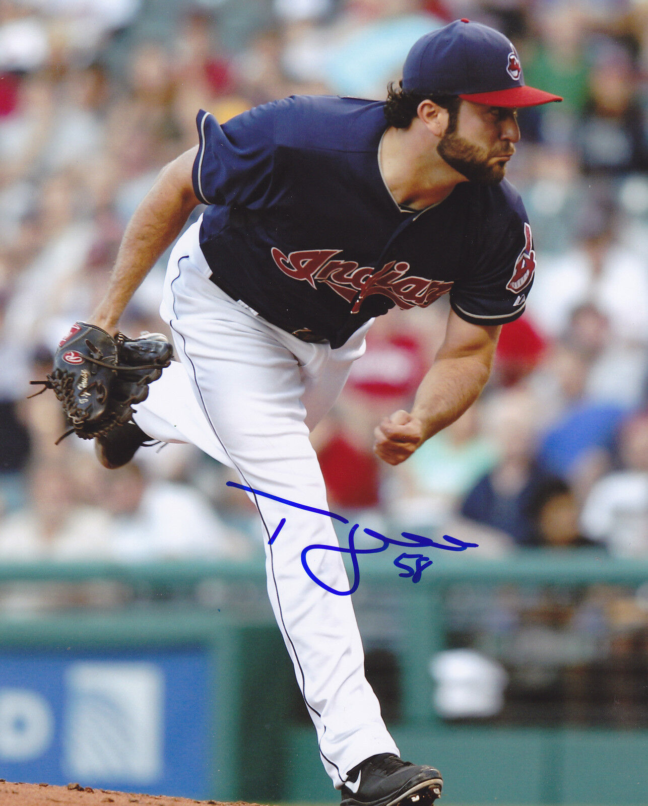 T.J. HOUSE CLEVELAND INDIANS ACTION SIGNED 8x10