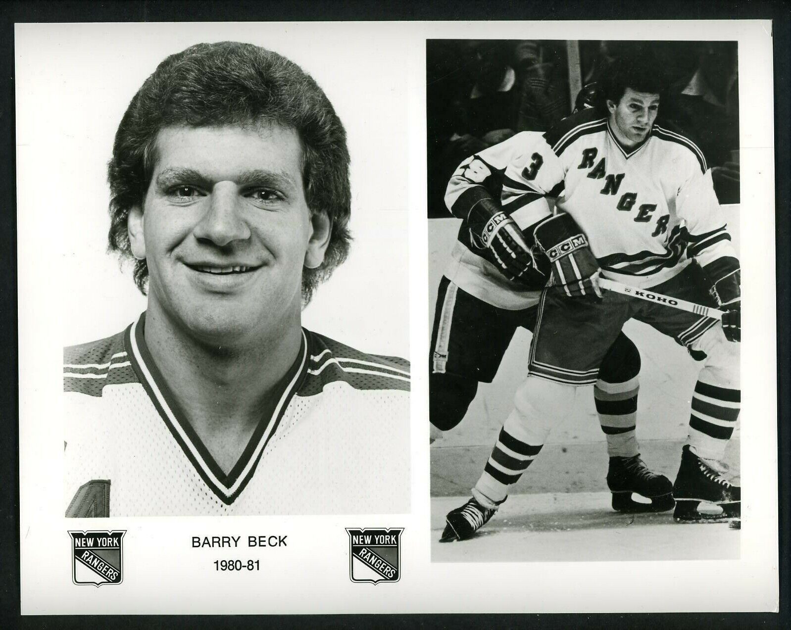 Barry Beck New York Rangers team issued 1980 Press Photo Poster painting