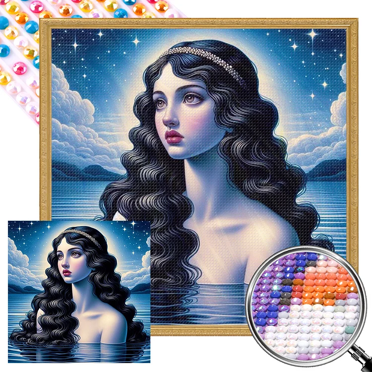 Partial AB Drill - Full Round Diamond Painting - Brunette Woman In Water 40*40CM