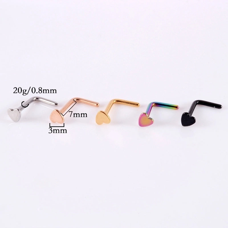 1 Piece Nose Rings & Studs Casual Minimalist Classic Style Heart Shape 304 Stainless Steel Plating 18K Gold Plated Nose Rings & Studs