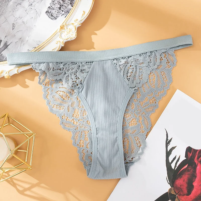 Women Underwear Panties Solid Comfort Underpants Seamless Lace Briefs for Female Sexy Hollow Out Low Rise Panty Intimates