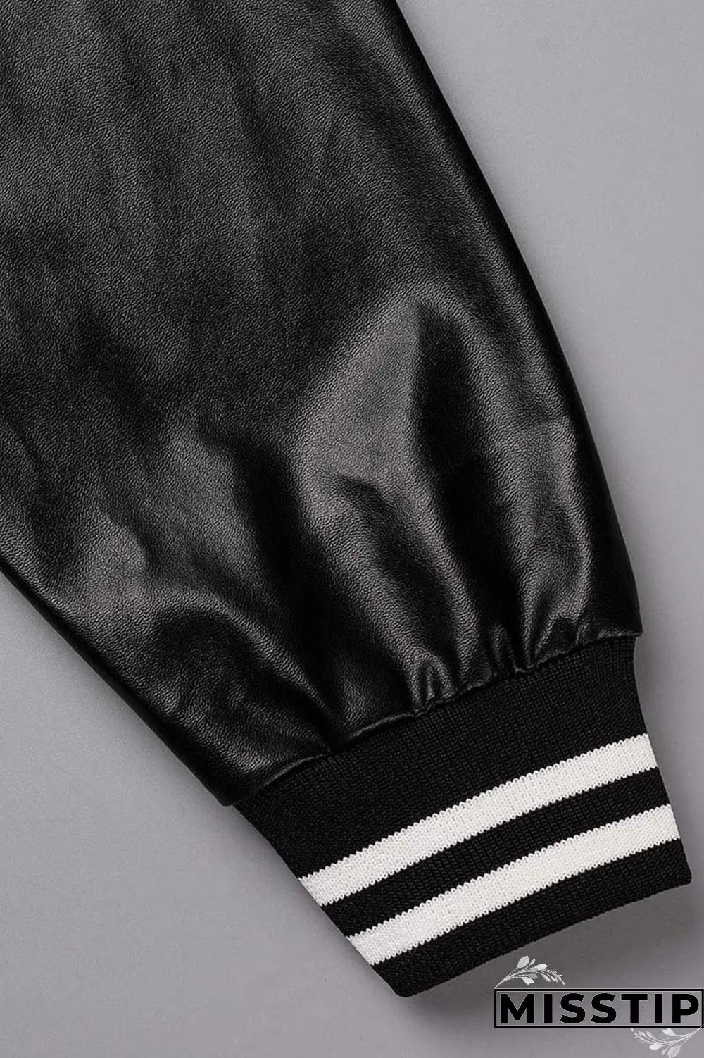 Black Fashion Casual Patchwork Embroidered Letter Outerwear