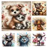 (Multi-Style) Colored Pencil Cat And Dog-11CT Stamped Cross Stitch 45*45cm/17.72*17.72in