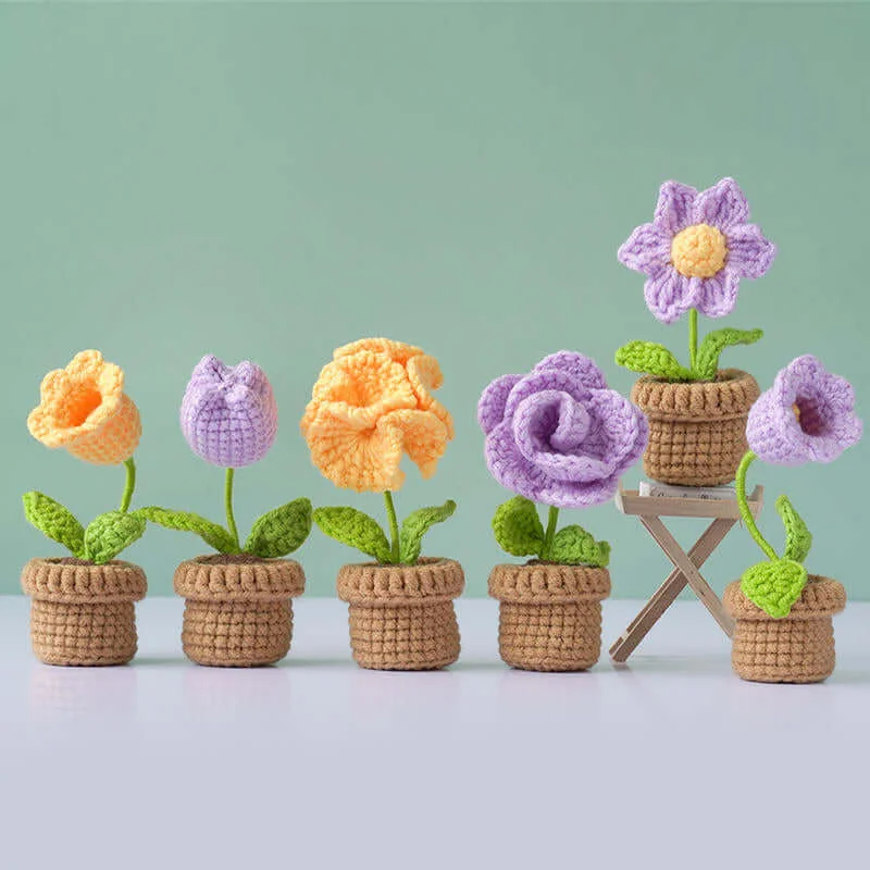 Mewaii Crochet Flowers and Potted Plants For Beginners Crochet Kit with