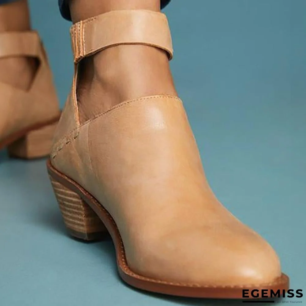 Chunky Heel Zipper Breathable Comfortable Shoes | EGEMISS
