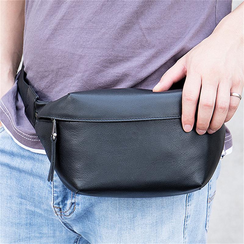 Urban Simple Style Leather Chest Bag Multifunctional Waist Bag Casual Crossbody Bag