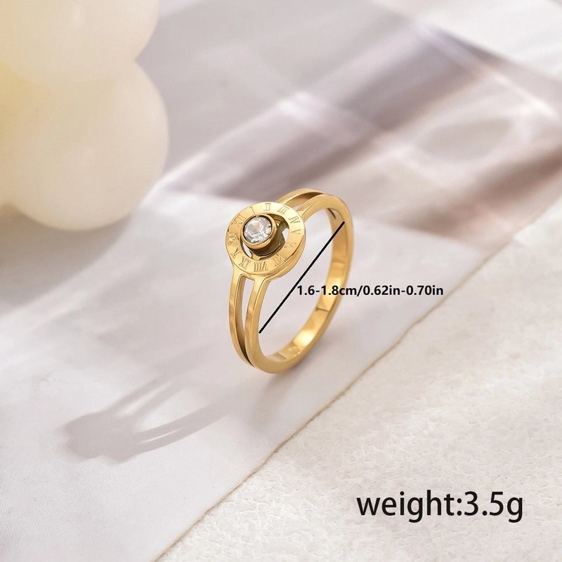 Elegant Minimalist Classic Style Roman Numeral 201 Stainless Steel Stainless Steel Rings