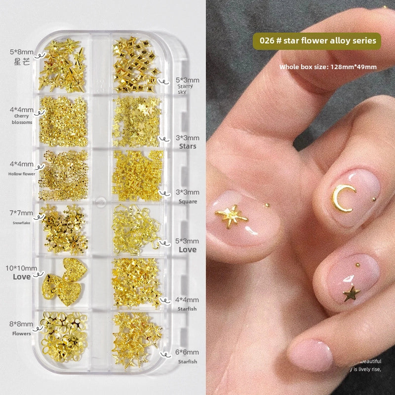 Nail Jewelry Rhinestone Flat Bottom Drill Hollow Nail Stick Drill Sequins Colored Diamond Flat Bottom Pearl Shell Japanese Series