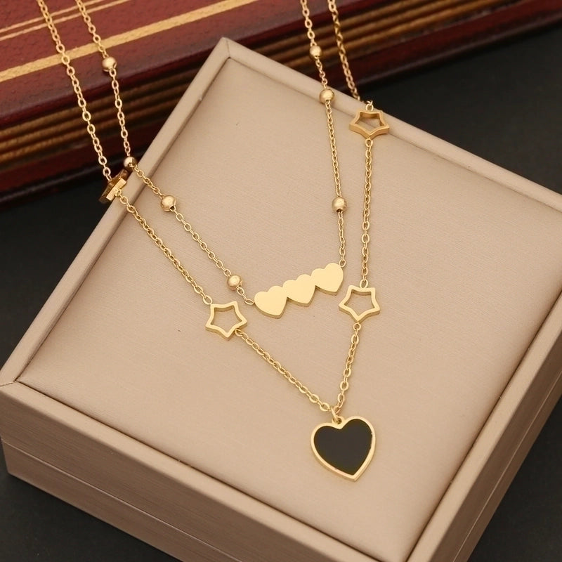 Stainless Steel 18K Gold Plated Minimalist Plating Heart Shape Bracelets Earrings Necklace