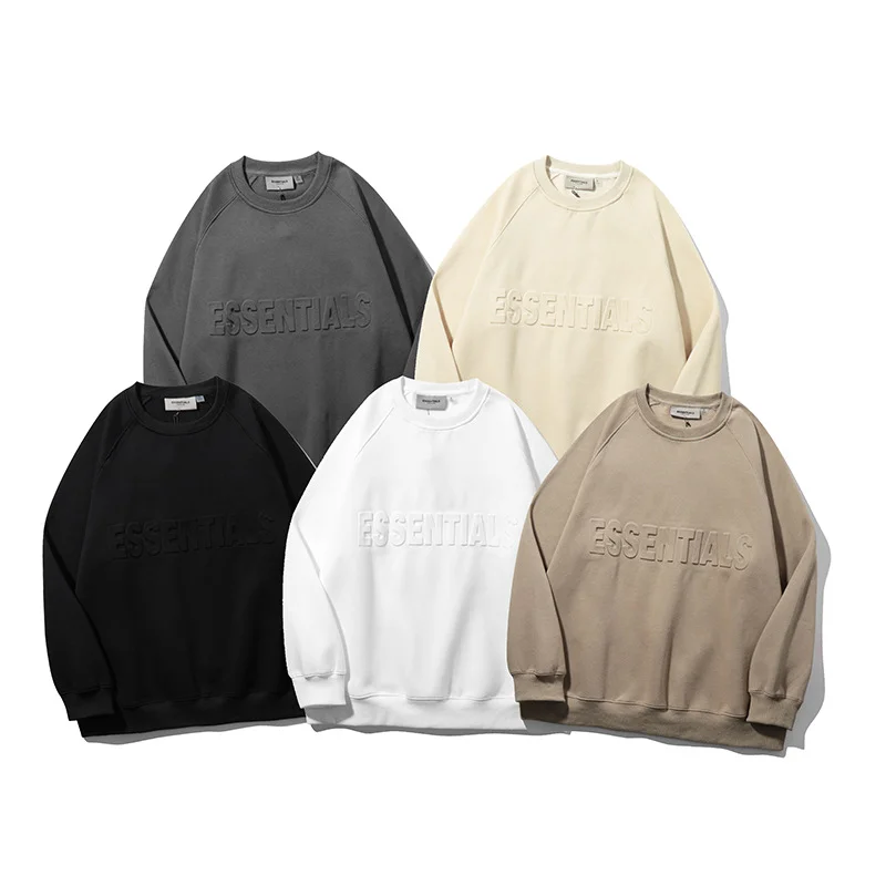 FOG FEAR OF GOD Double Stitch ESSENTIALS Embossed Embossed Crew Neck Sweatshirt