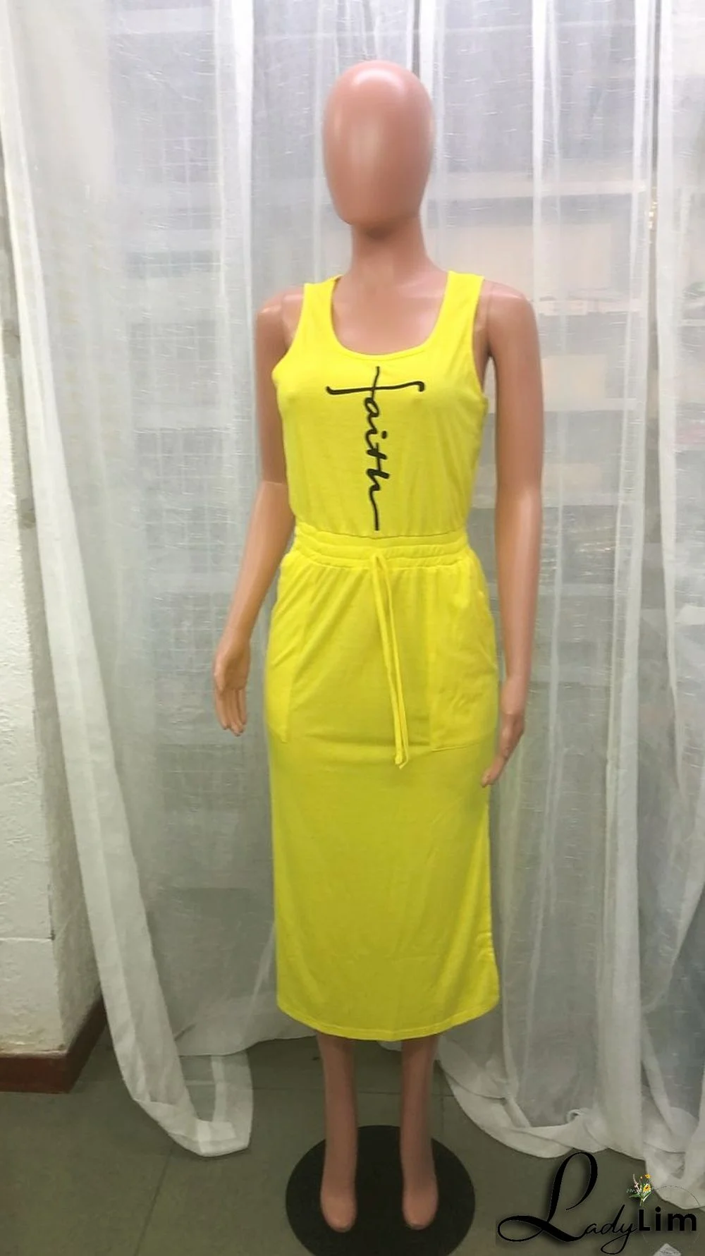 Women's Printed Casual Tank Top Sports Skirt Two Piece Set