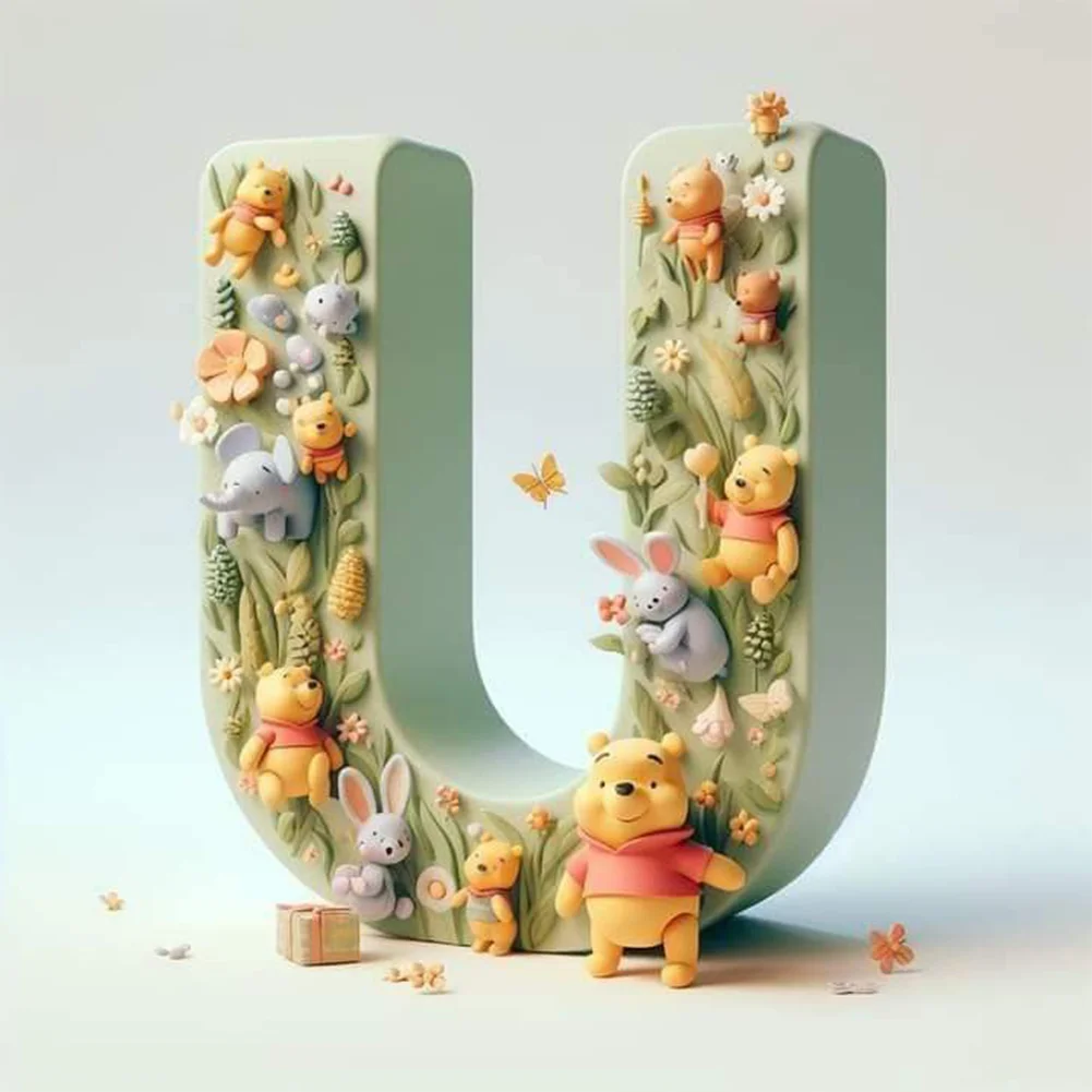 Full Round Diamond Painting 30*30cm - Winnie The Pooh'S 26 Letters U