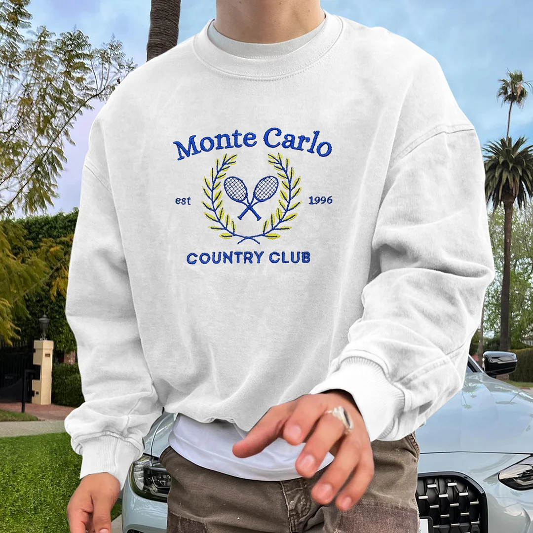 Vintage Unisex Monte Carlo Country Club Pullover Sweatshirt、、URBENIE