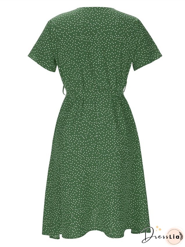 Casual Dress Swing Dress Floral Dress Midi Dress Black Wine Red Short Sleeve Ditsy Floral Print Summer Spring V Neck Fashion Vacation Loose Fit S M L XL XXL 3XL for Women