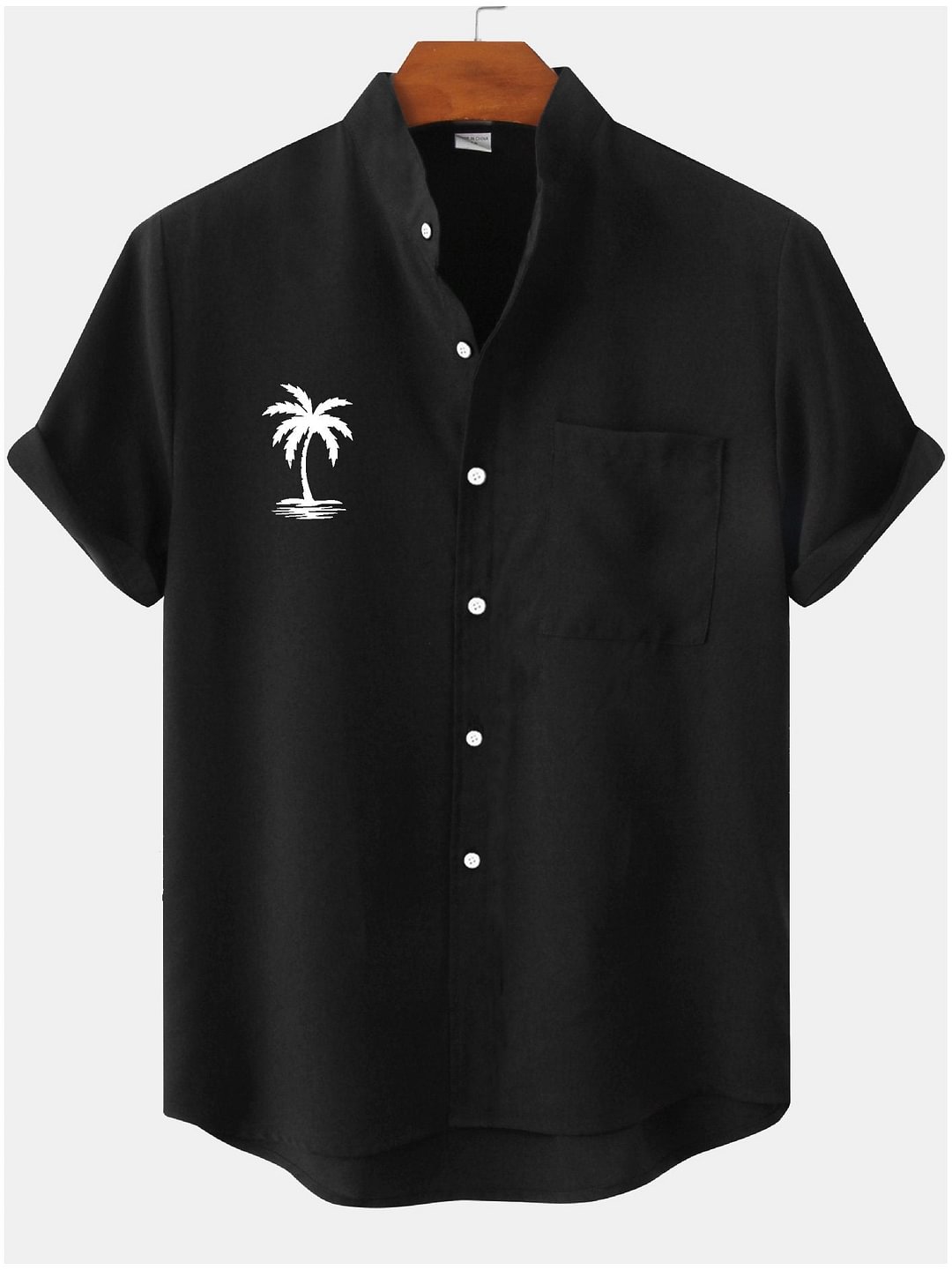 Men's Casual Hawaiian Simple Palm Tree Coconut Print Shirt