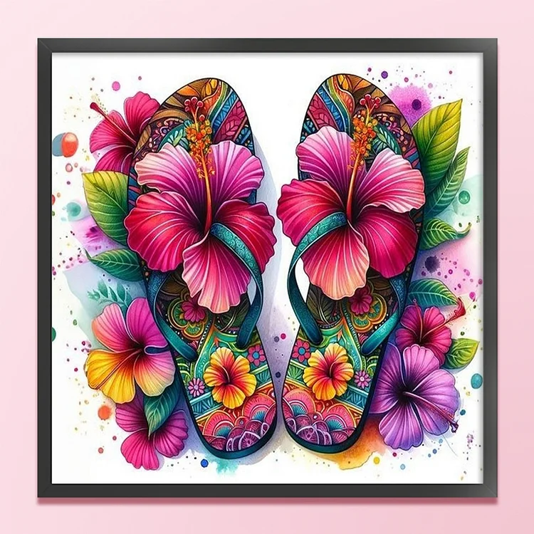 Huacan Brand】Flower-Covered Flip-Flops 11CT Stamped Cross