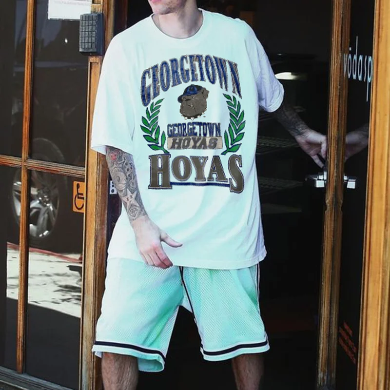 Vintage Casual Georgetown Hoyas Print T-shirt