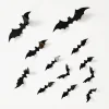 12 pièces Autocollant mural chauve-souris effrayantes d'Halloween