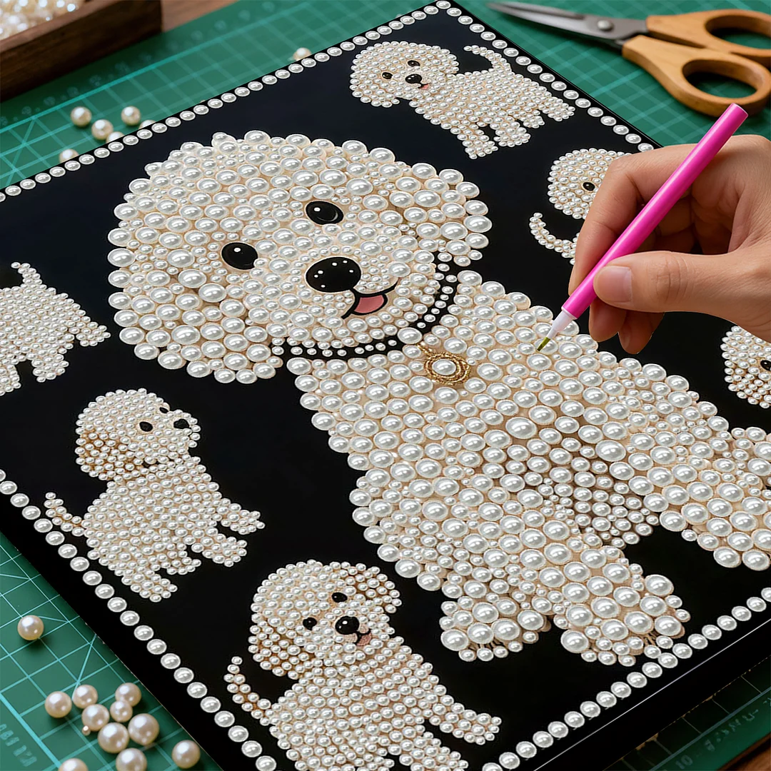 Puppy DIY Pearl Art Diamond Painting With Frame 30x30cm for Adults Home Decor