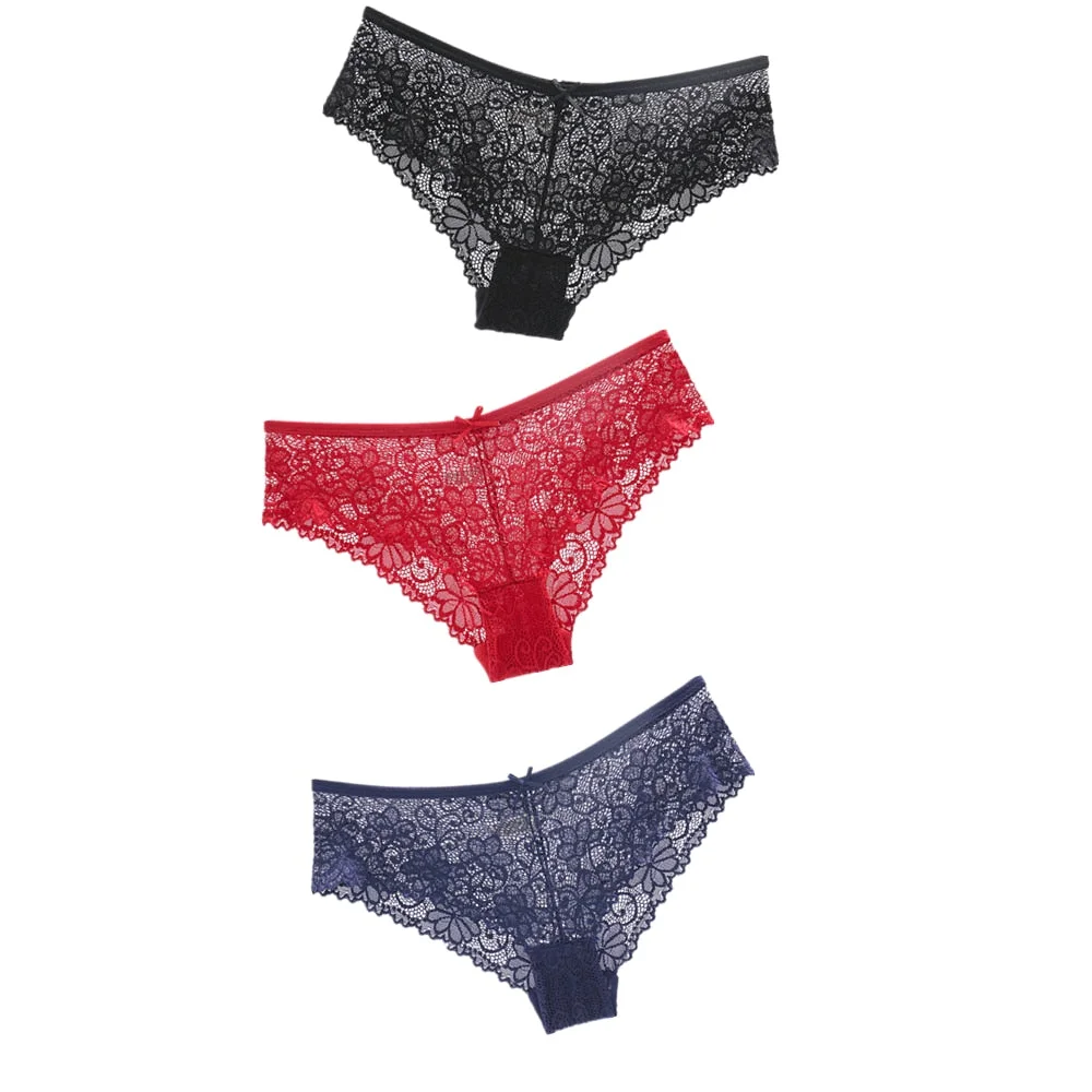 3Pcs Hot Panties for Woman Underwear Sexy Lace Breathable Soft Lingerie Female Briefs Panty Sexy Transparent Women's Underpants